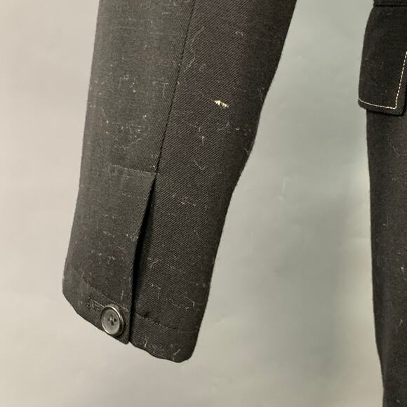 YOHJI YAMAMOTO Size S Black Grey Wool Blend Contrast Stitch Jacket - Picture 5 of 8